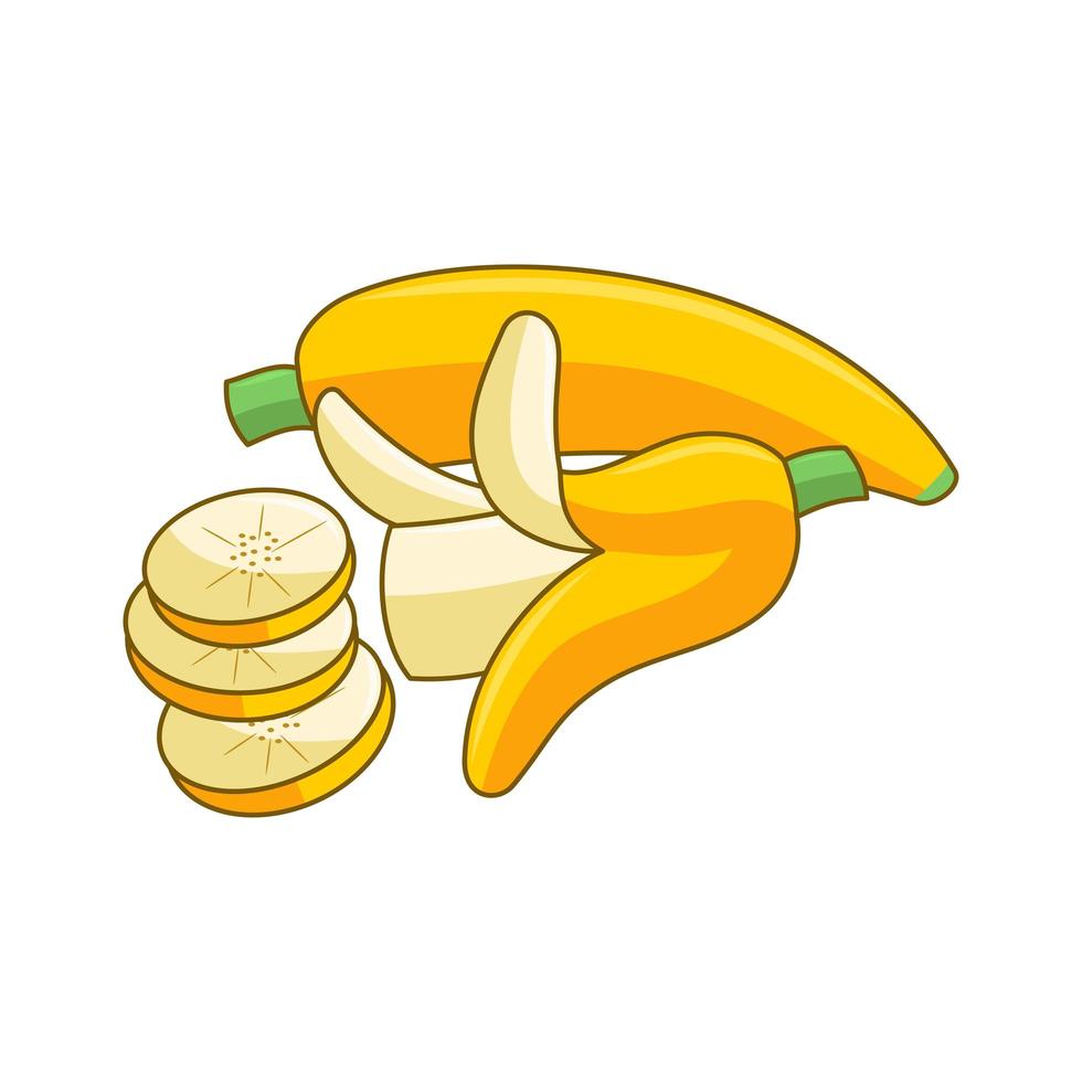 Cartoon whole banana and slices vector