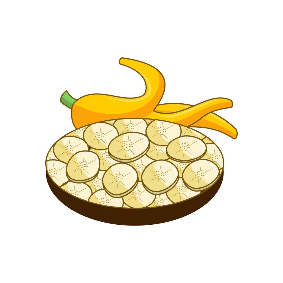 dibujos animados de cáscara de plátano y rodajas vector