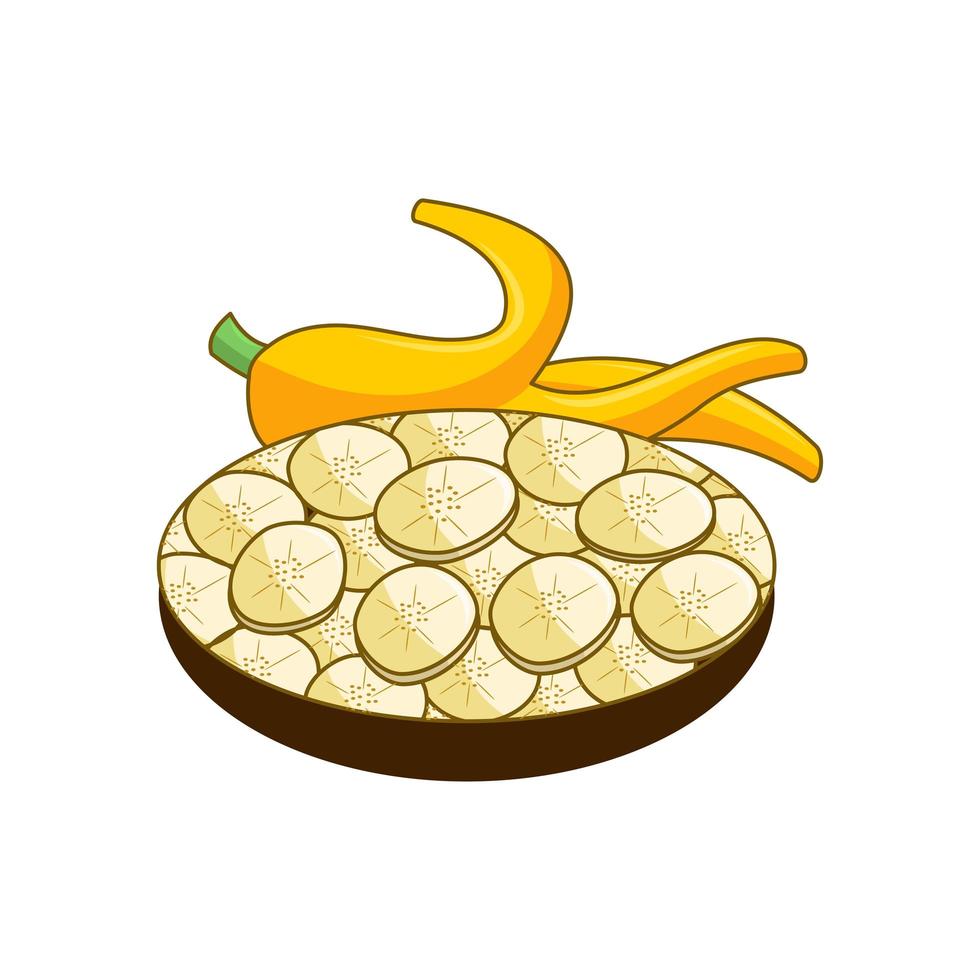 Cartoon banana peel and slices vector