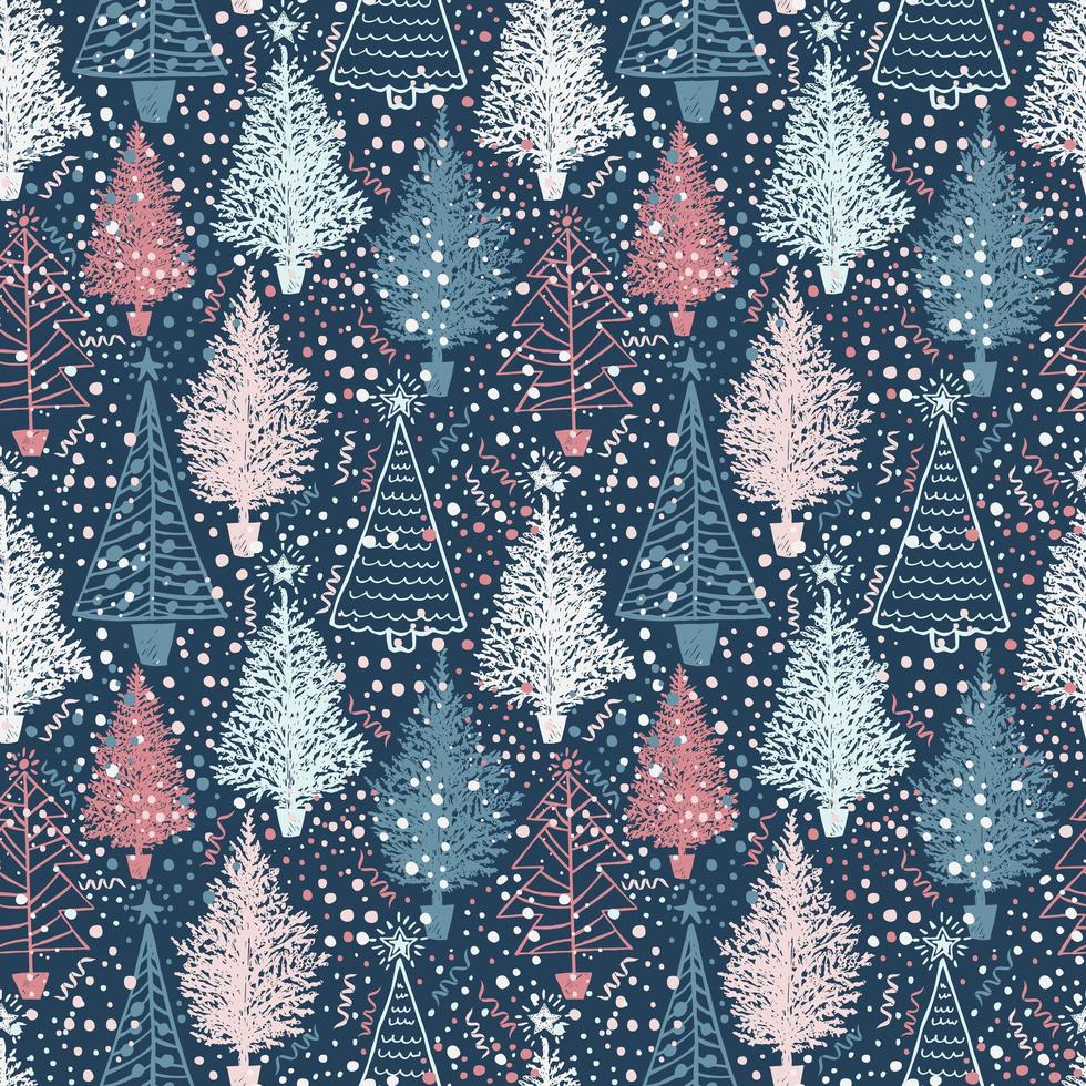 Seamless Christmas pattern with Christmas trees vector