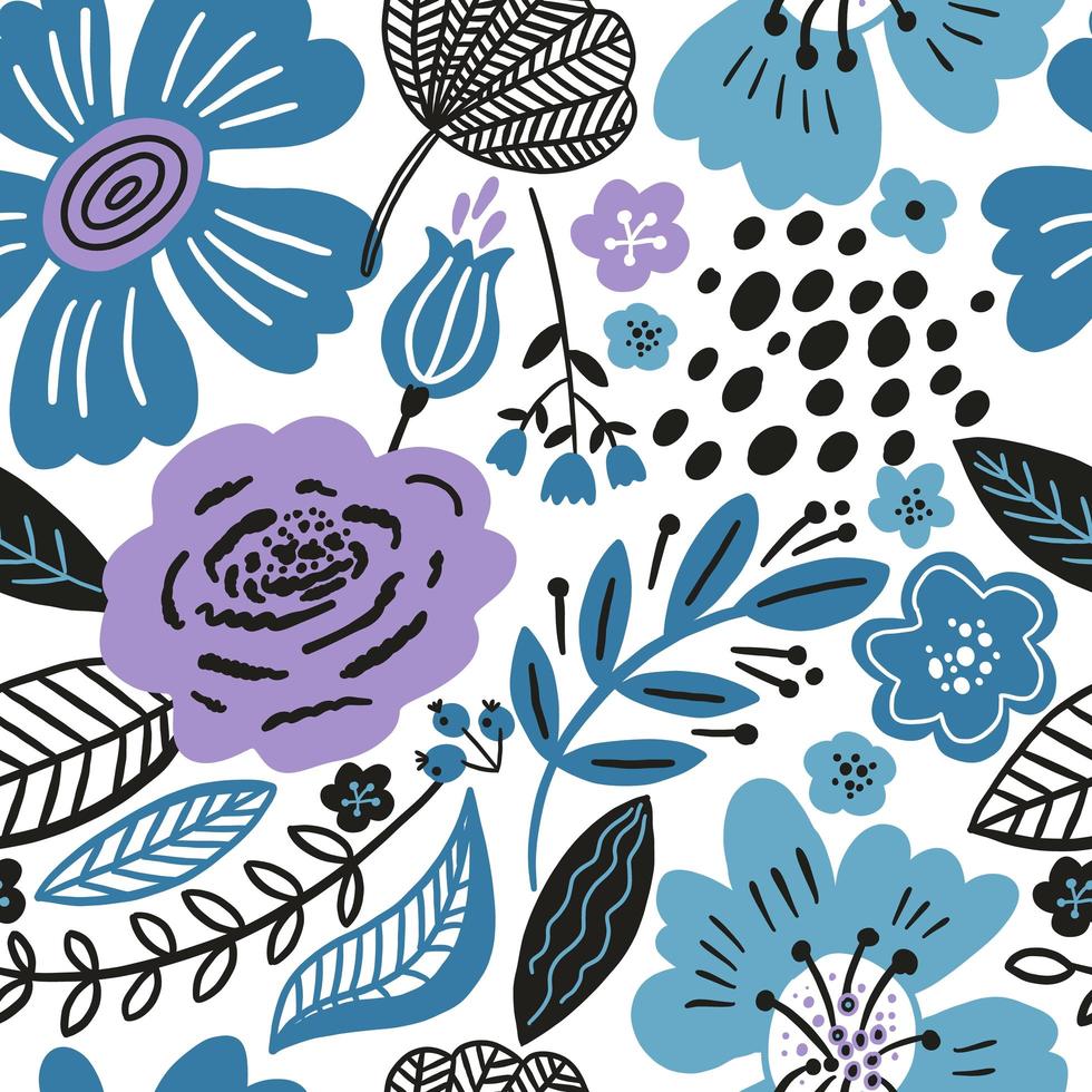 Floral seamless pattern with winter colors vector