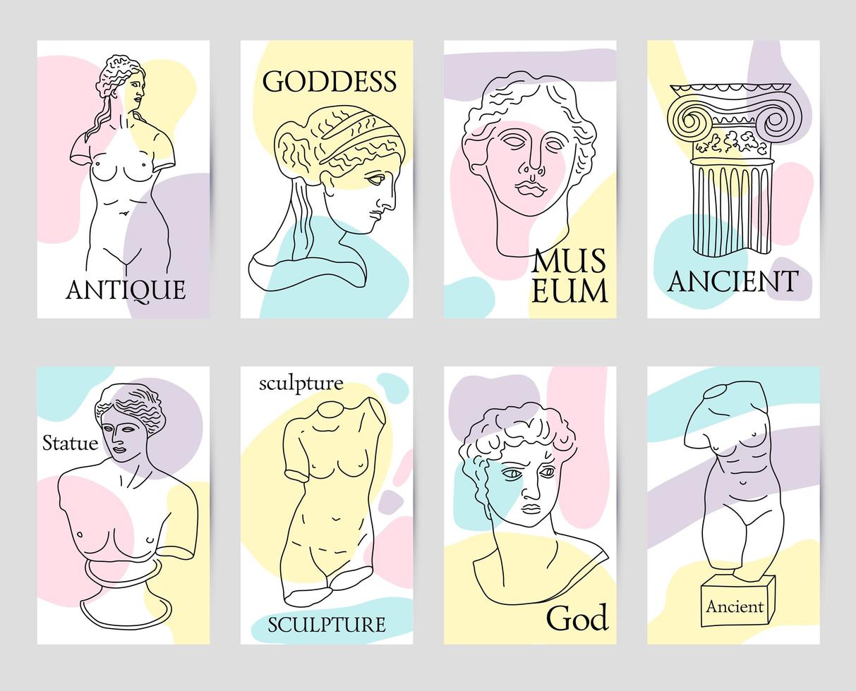 Ancient Greece and Rome set of 8 cards vector