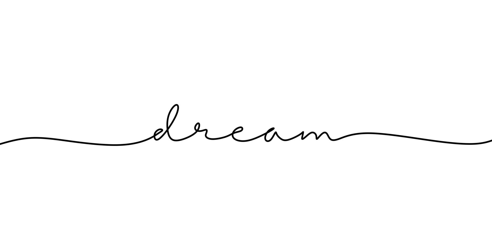 Dream text continuous one line drawing. vector