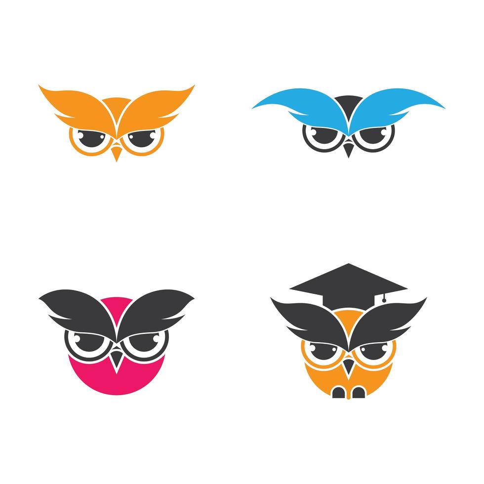 Owl icon set vector