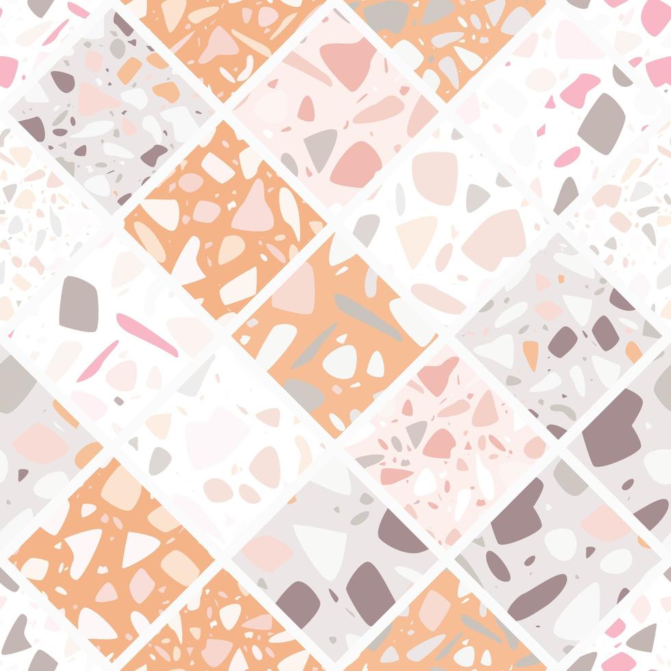 Terrazzo seamless pattern design with hand drawn rocks. vector