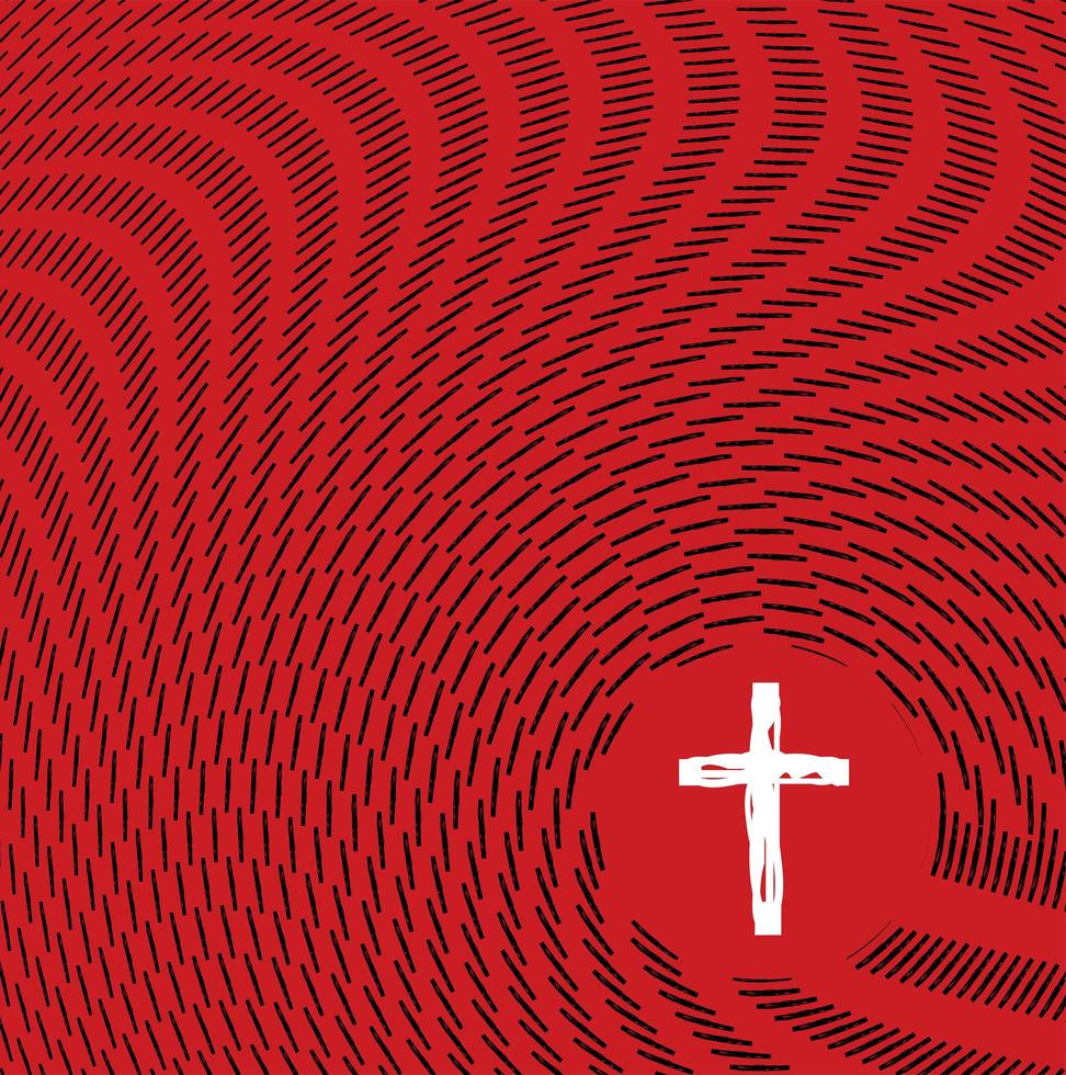 Abstract Sketch Waves Surrounding Christian Cross vector