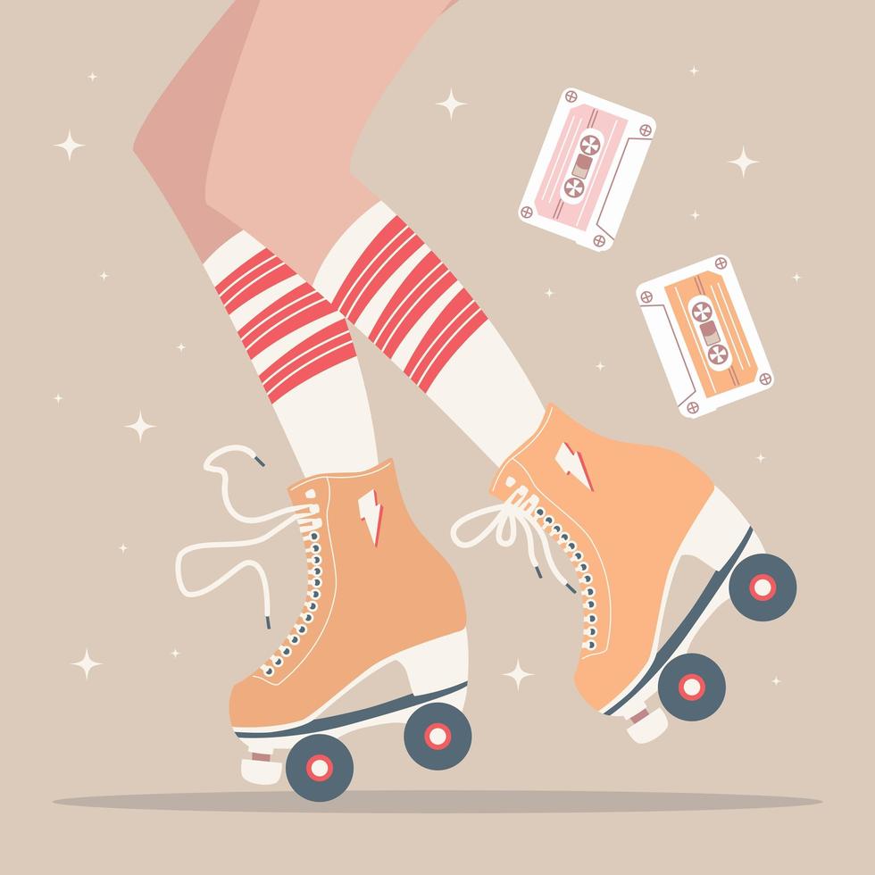 Hand drawn illustration with legs and roller skates vector