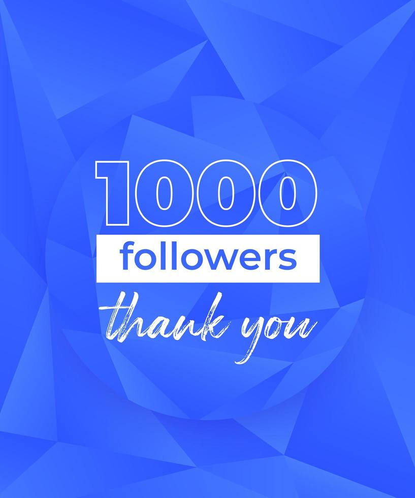 1000 seguidores, banner para redes sociales, diseño poligonal vector