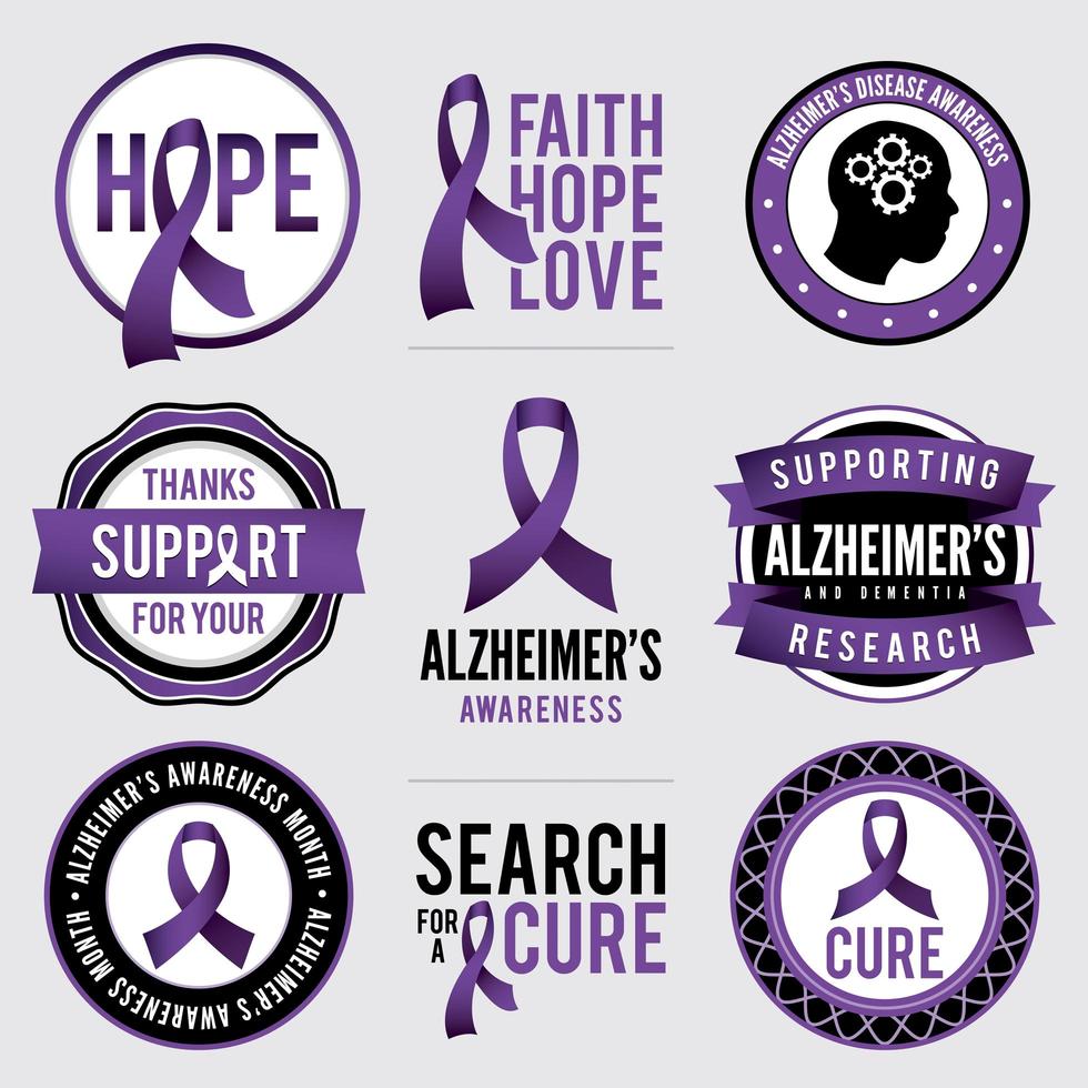 Alzheimer's Disease Awareness Badges vector