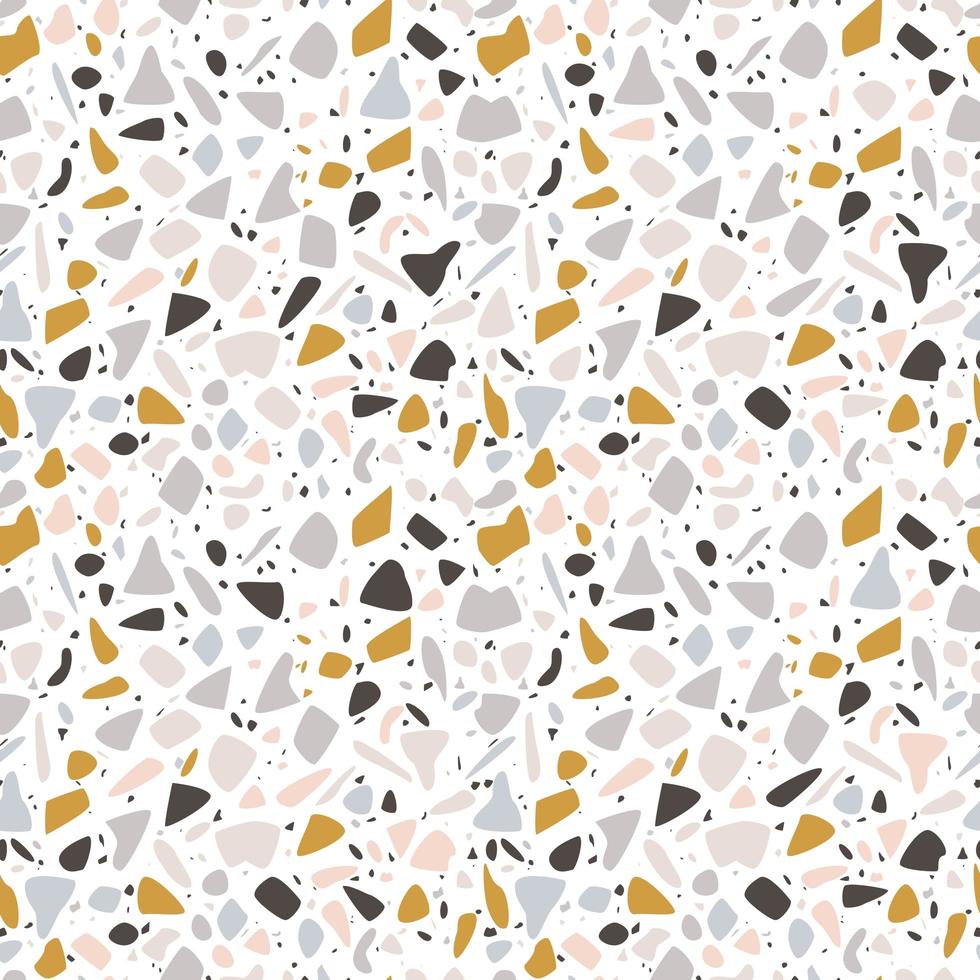 Terrazzo seamless pattern design with hand drawn rocks. vector