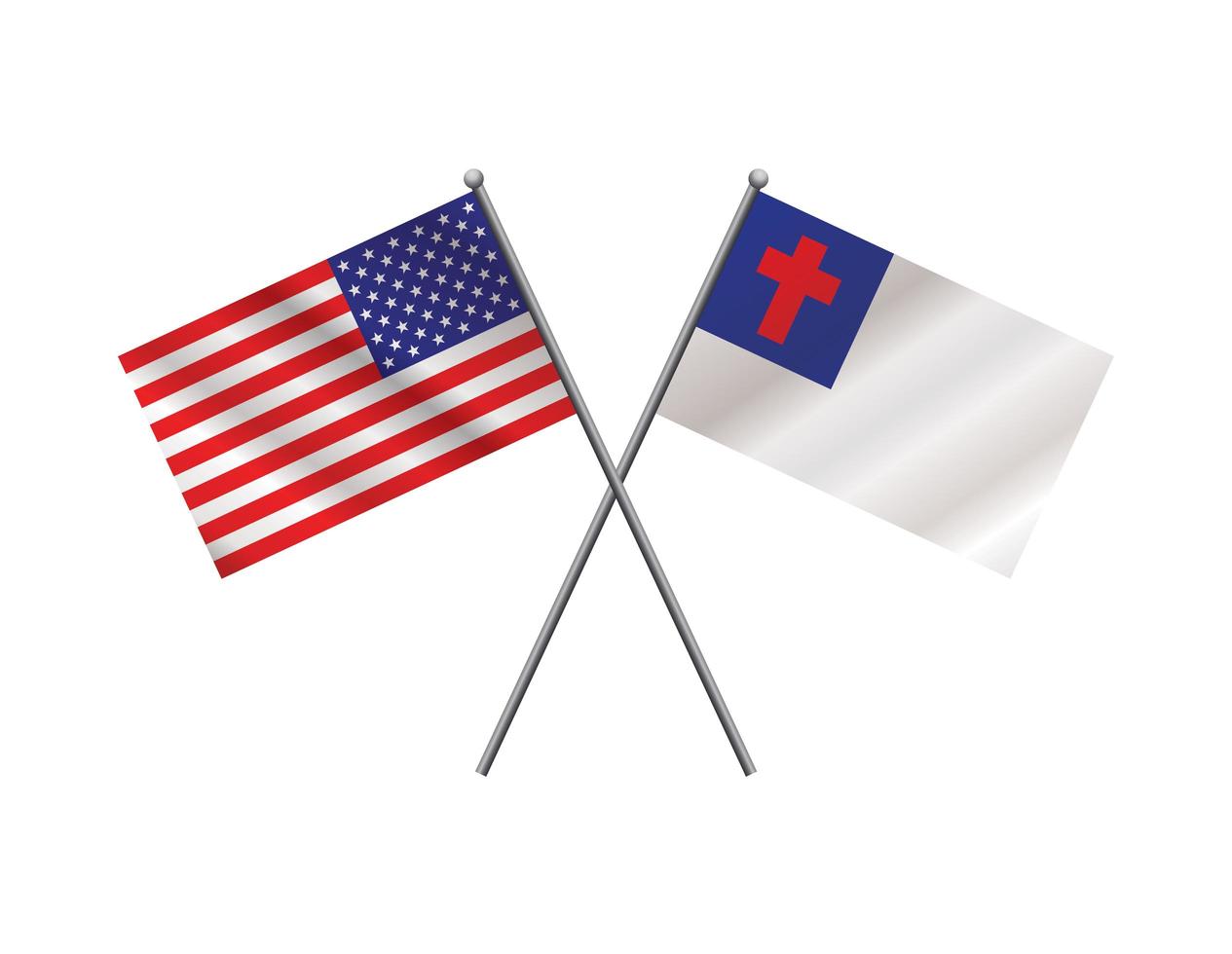 American and Christian Flags vector