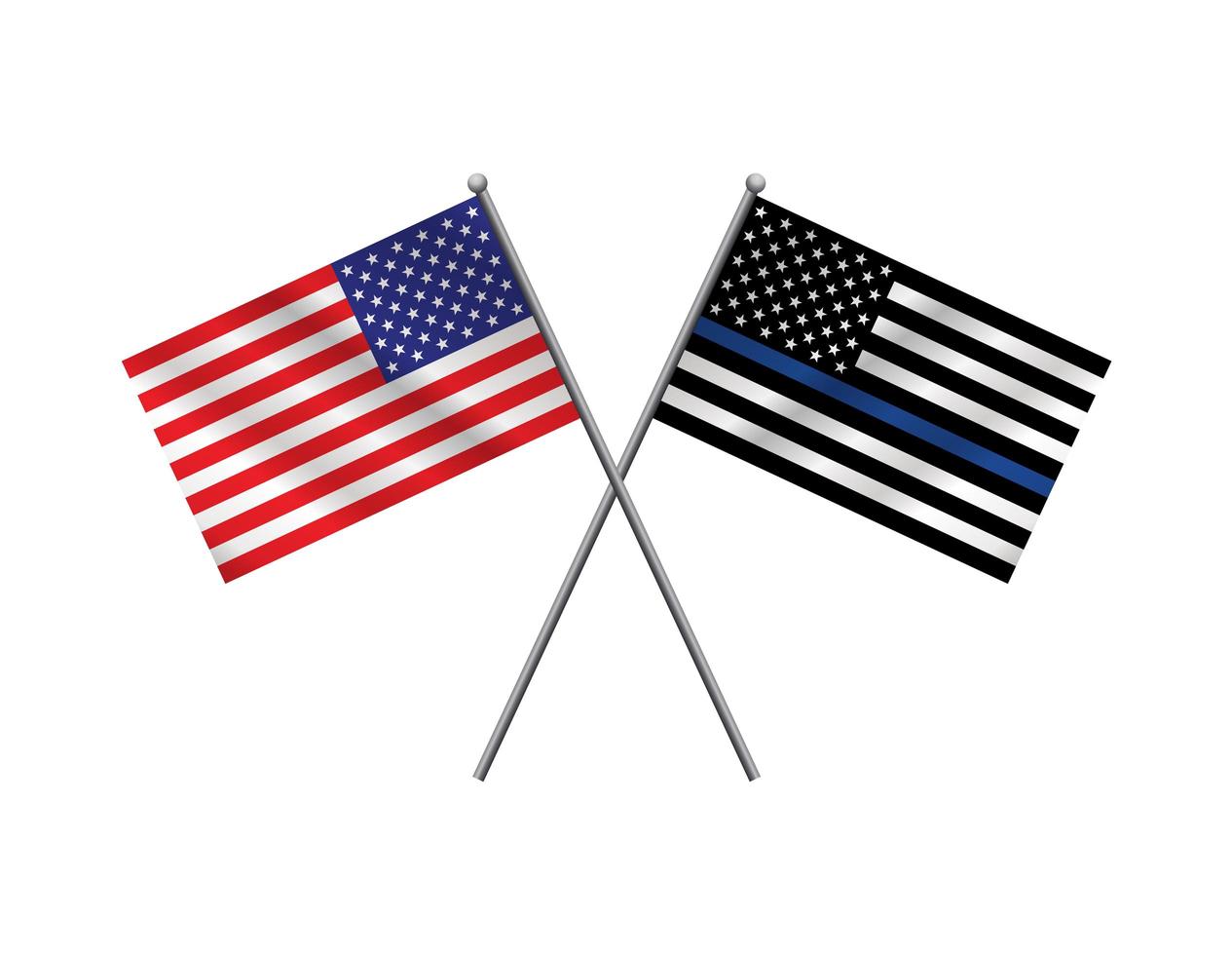 American Flag and Police Support Flag vector