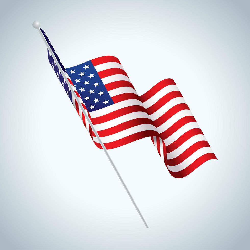 American Flag on Pole Waving vector