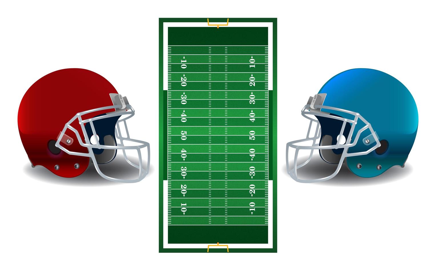 American Football Helmets and Field Illustration vector