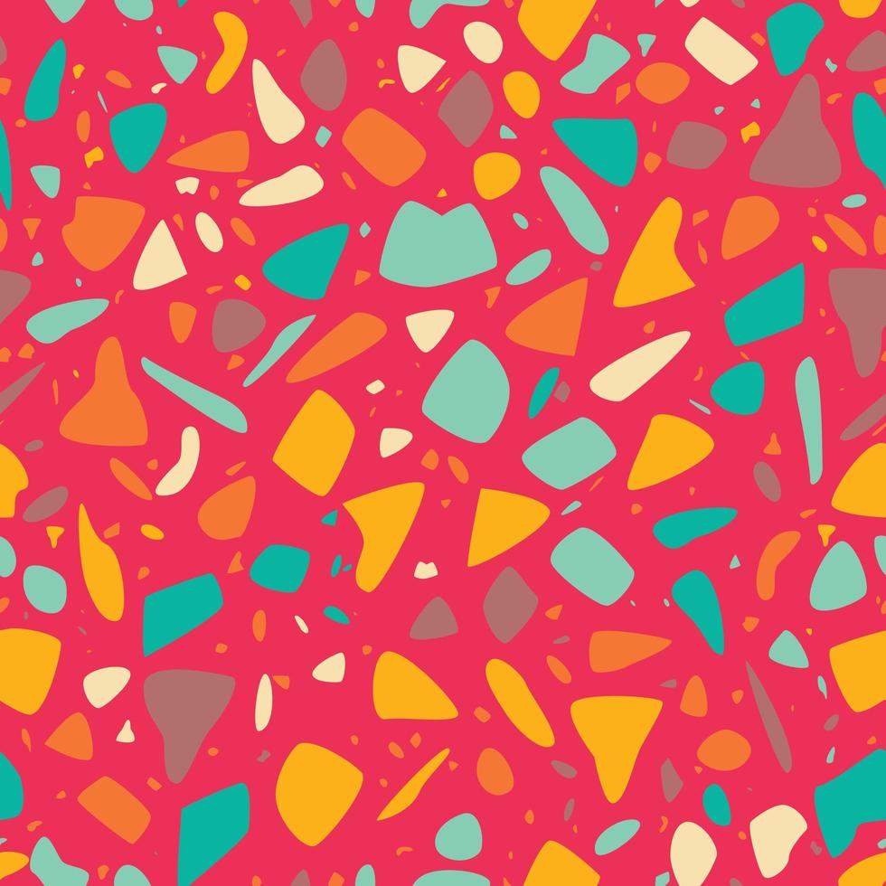 Terrazzo seamless pattern design with hand drawn rocks. vector