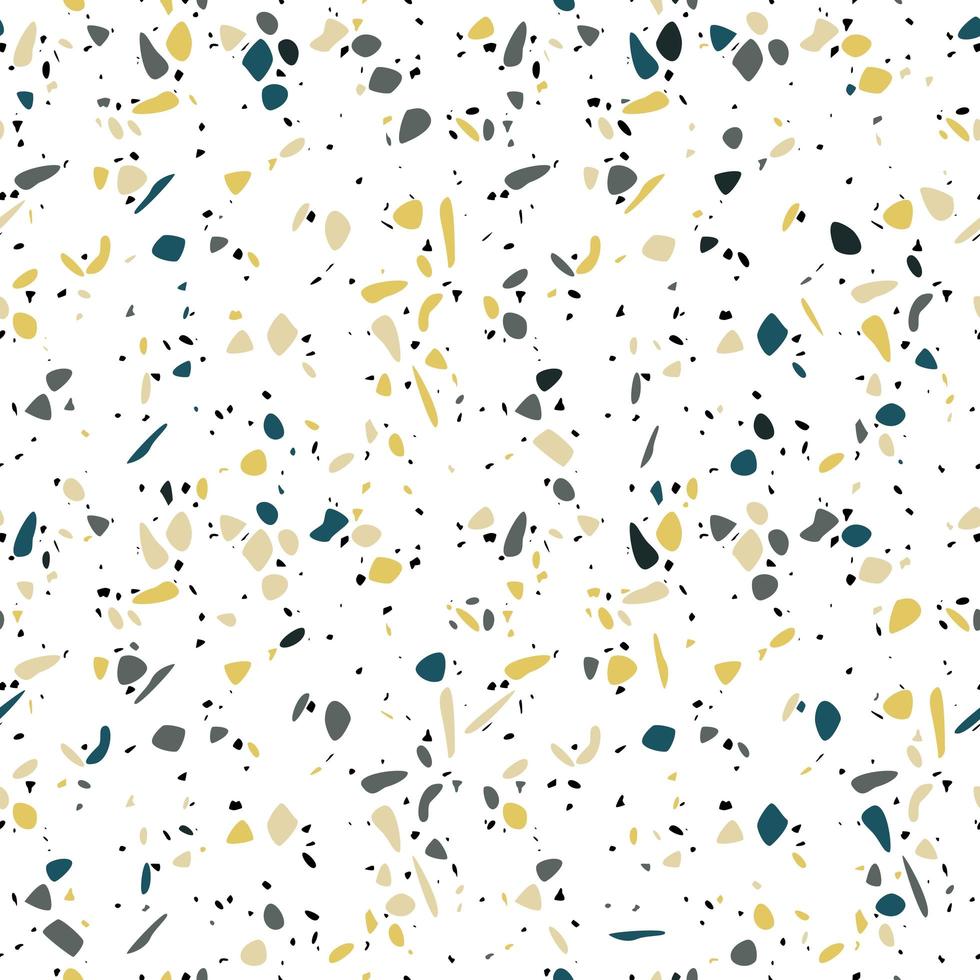 Terrazzo seamless pattern design with hand drawn rocks. vector