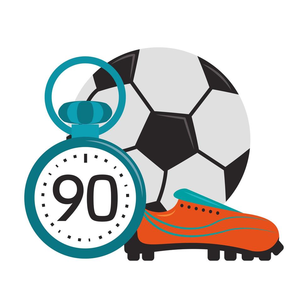 Soccer ball with shoe and timer vector