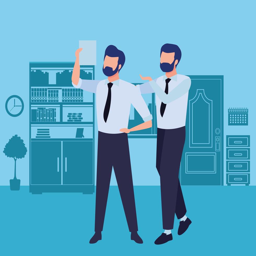Business partners with documents vector
