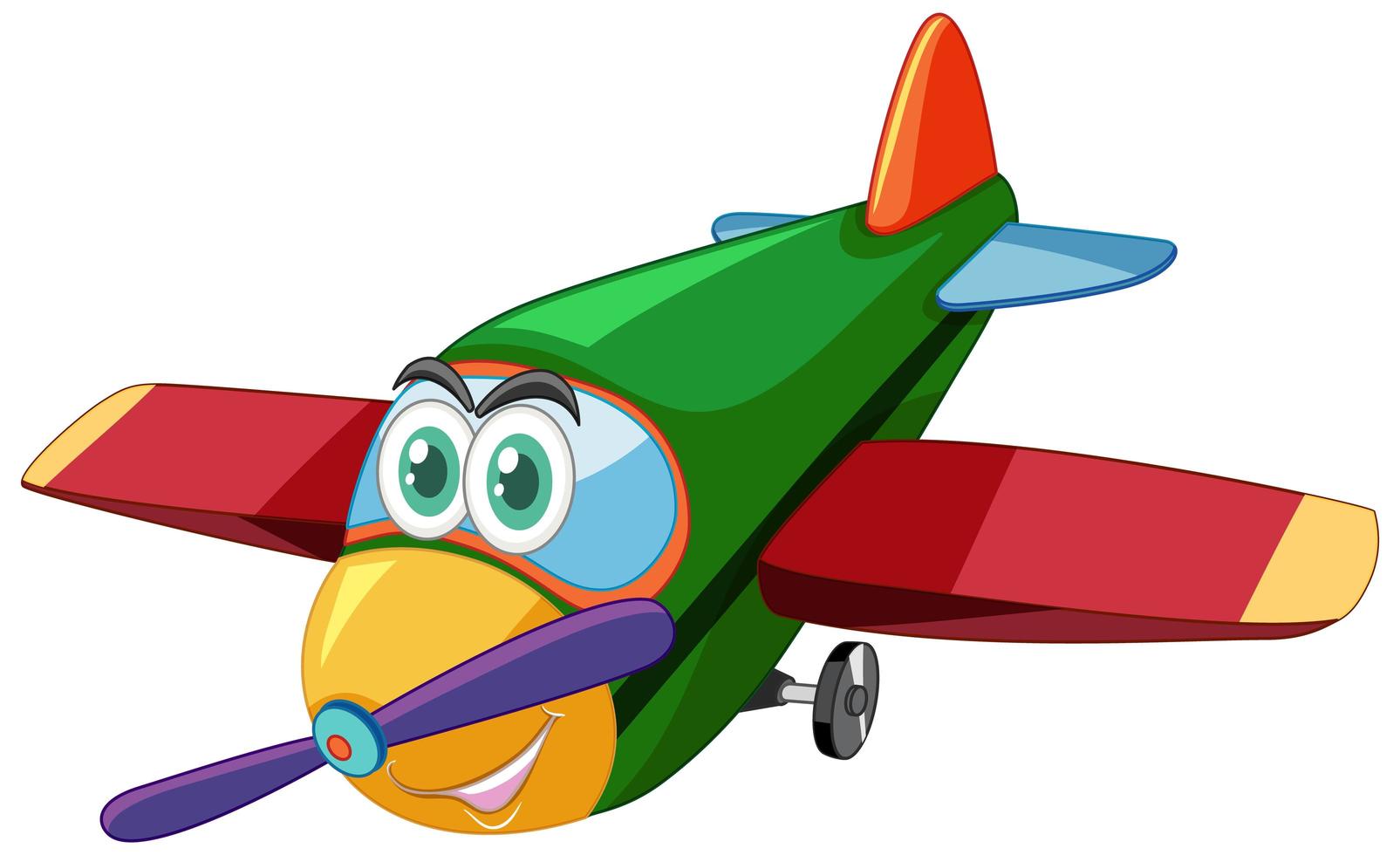 Airplane cartoon character with big eyes isolated vector