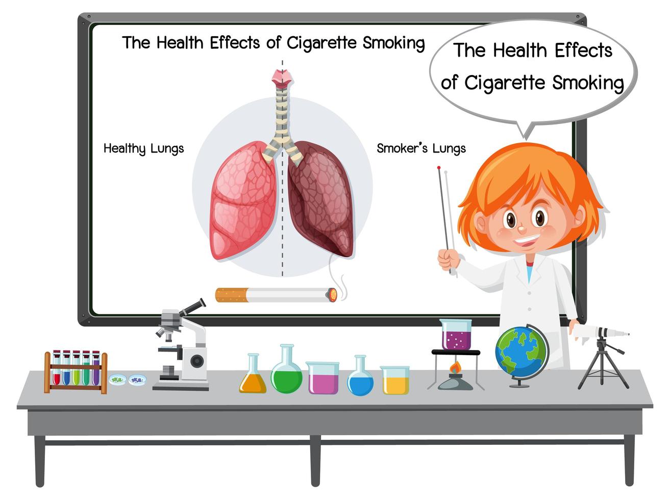 información médica sobre los efectos del tabaquismo vector