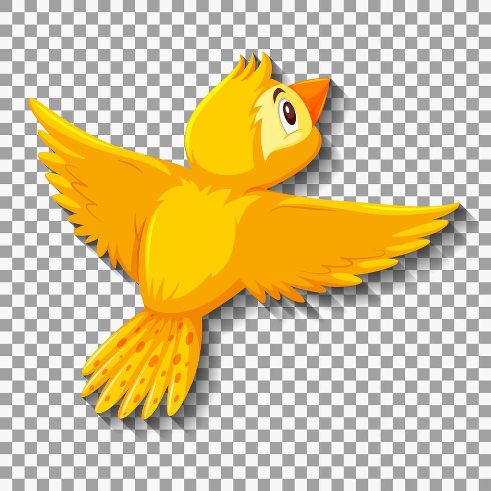 Cute yellow bird cartoon character vector