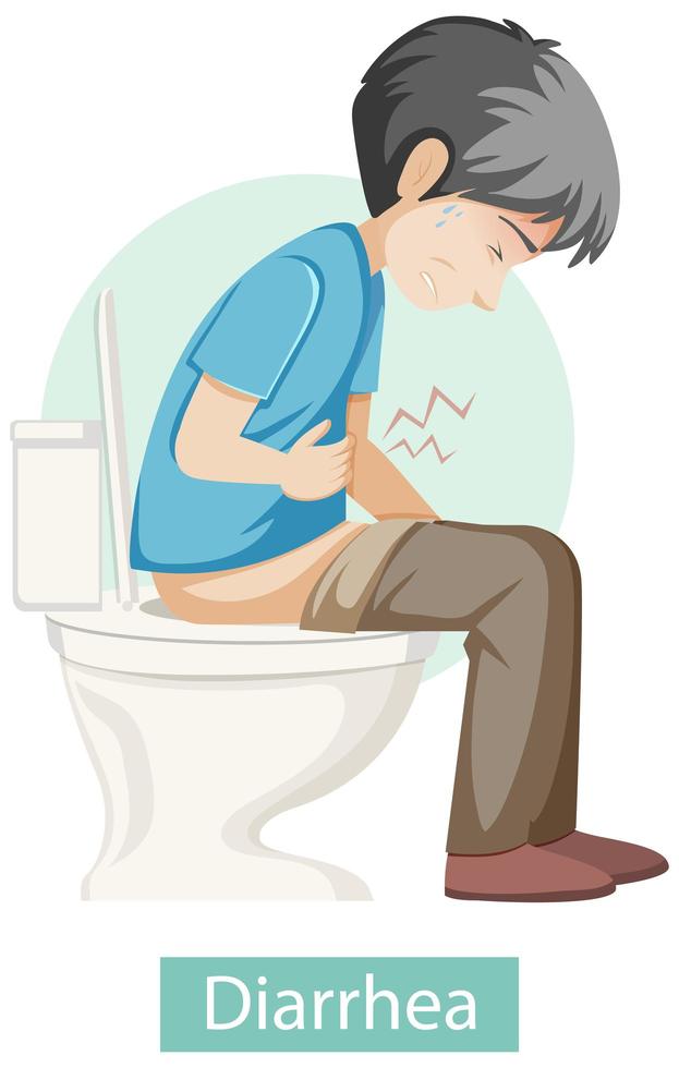 Cartoon character with diarrhea symptoms vector