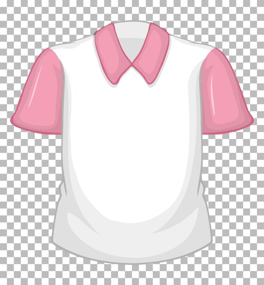 Blank white shirt with pink short sleeves on transparent vector