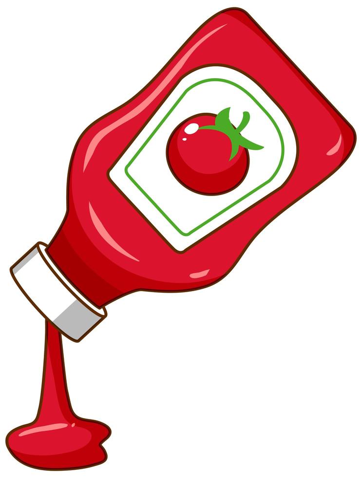 Botella de salsa de tomate sobre fondo blanco. vector