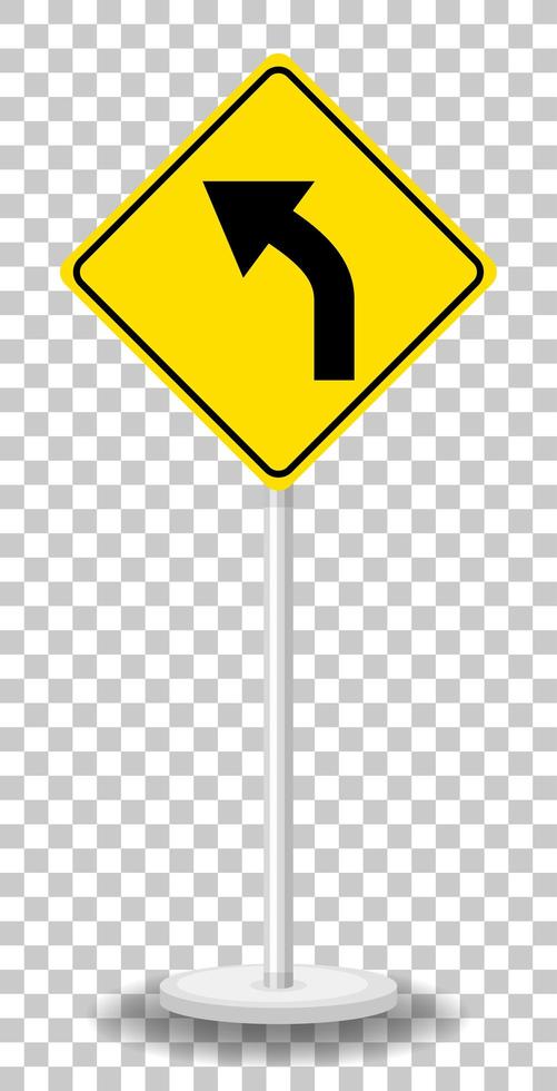 Yellow traffic warning sign on transparent background vector