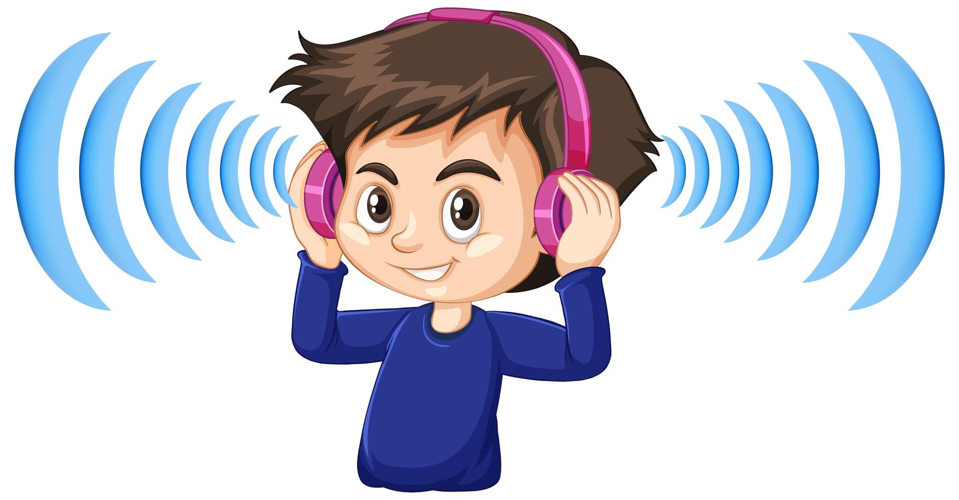 Boy wearing noise cancelling headphones vector