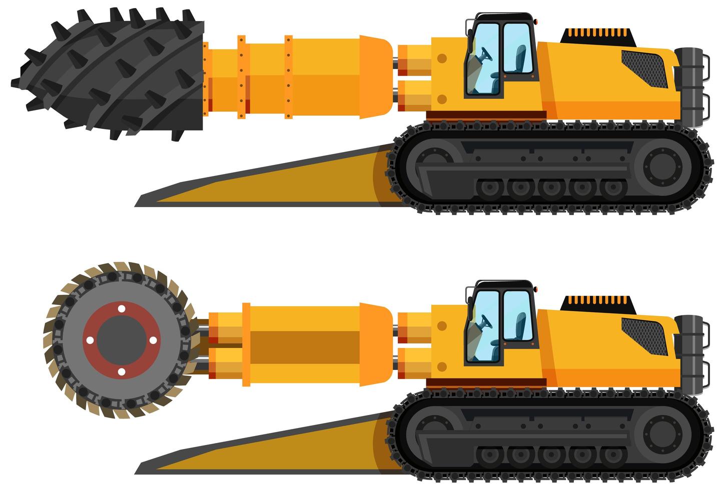 Set of coal mining roadheader vector