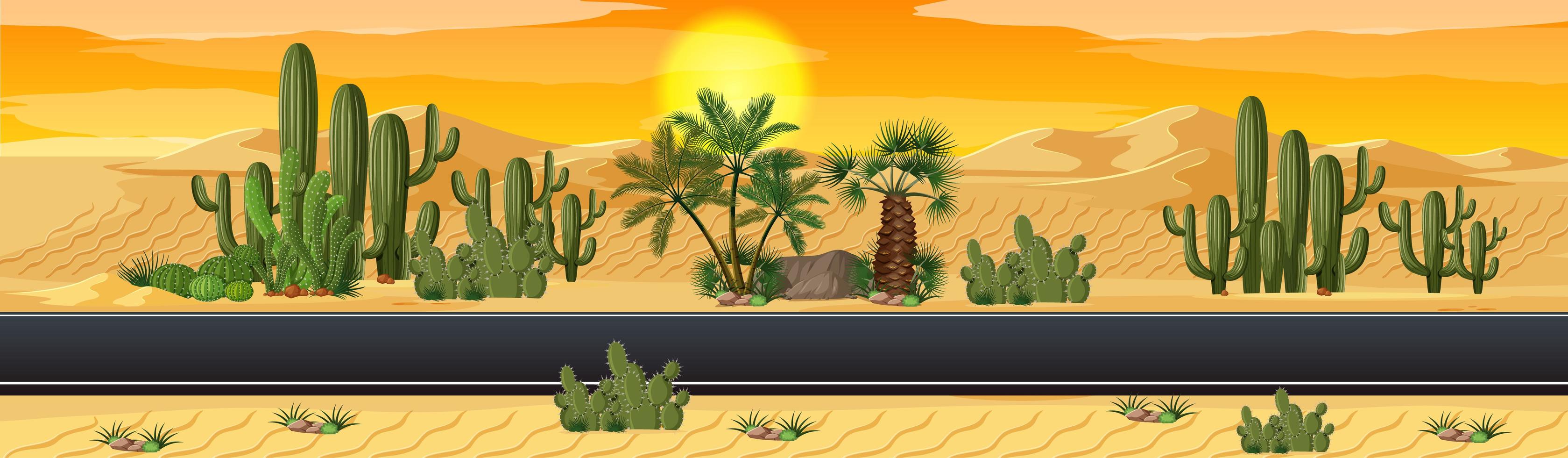 desierto con carretera paisaje natural escena vector