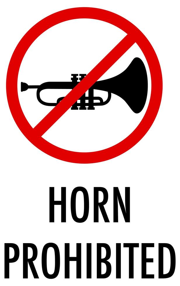 Horn prohibited sign on white background vector