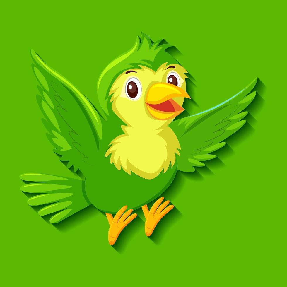 Cute green bird cartoon character vector