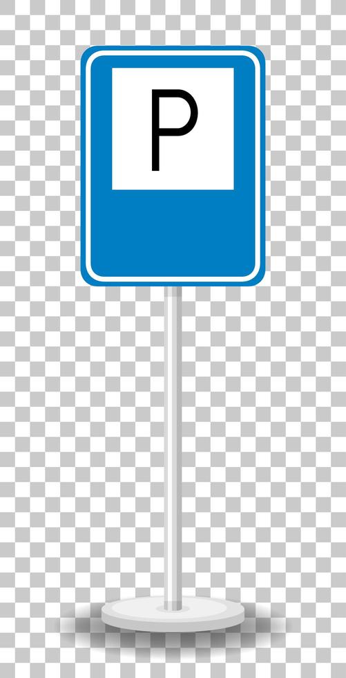 Parking sign with stand isolated on transparent background vector