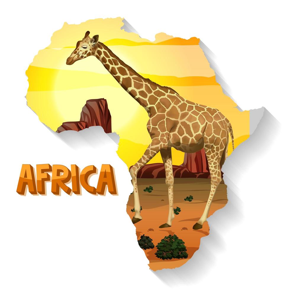 animal salvaje africano en el mapa vector