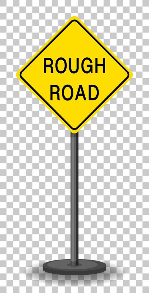 Yellow traffic warning sign on transparent background vector