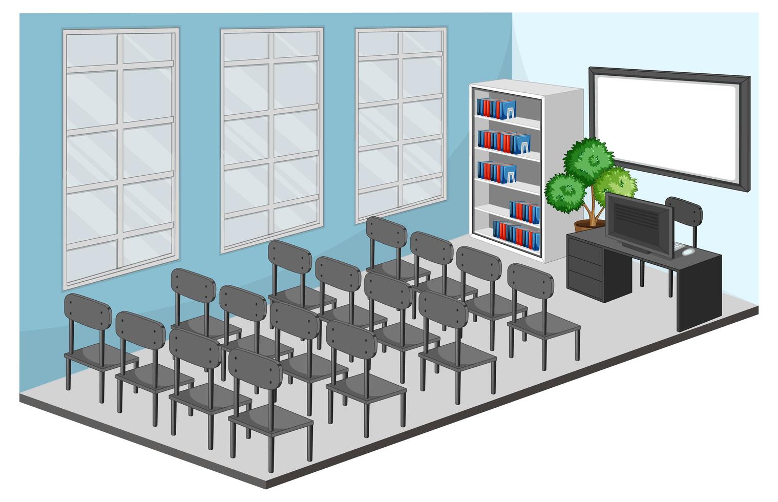 Meeting room or classroom interior with furniture vector