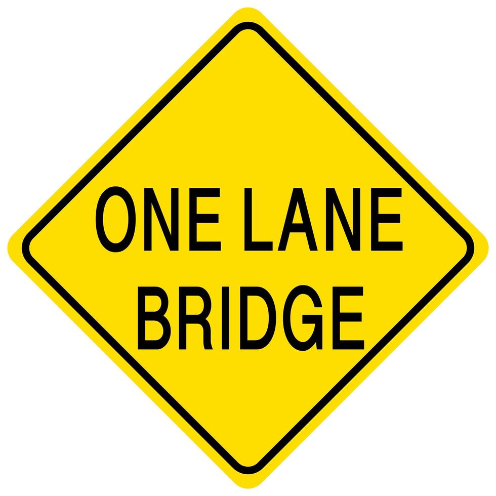 One lane bridge yellow sign on white background vector