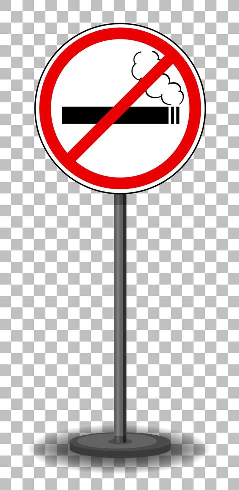 No smoking sign with stand isolated on transparent background vector