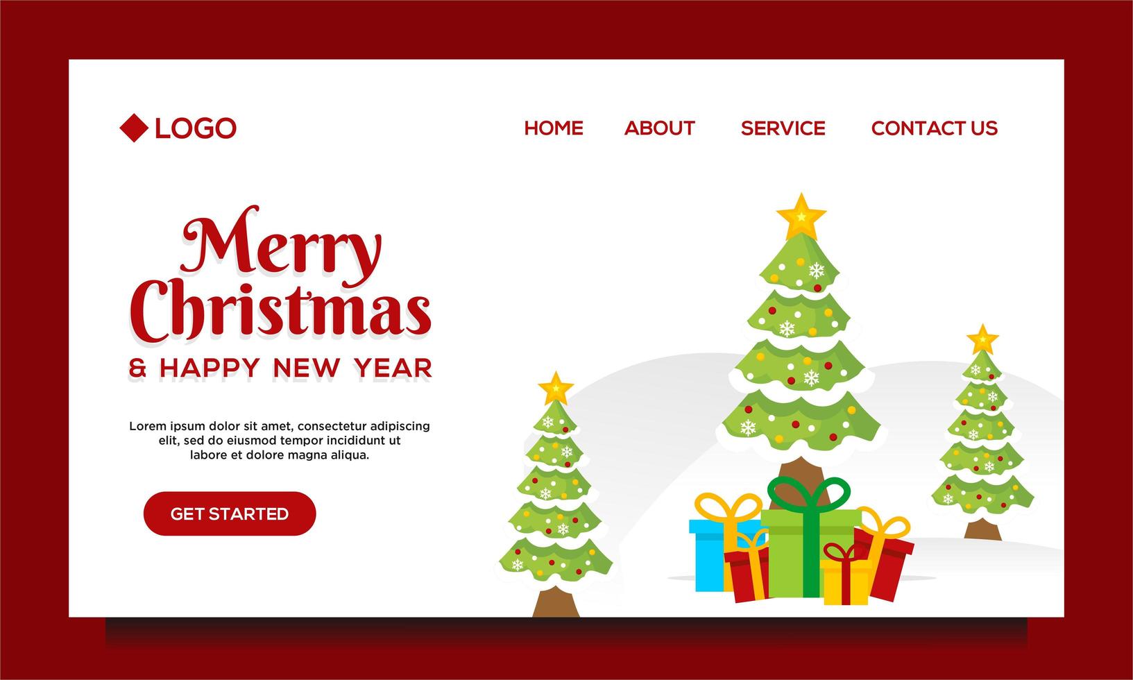 Merry Christmas and Happy New Year Landing Page vector