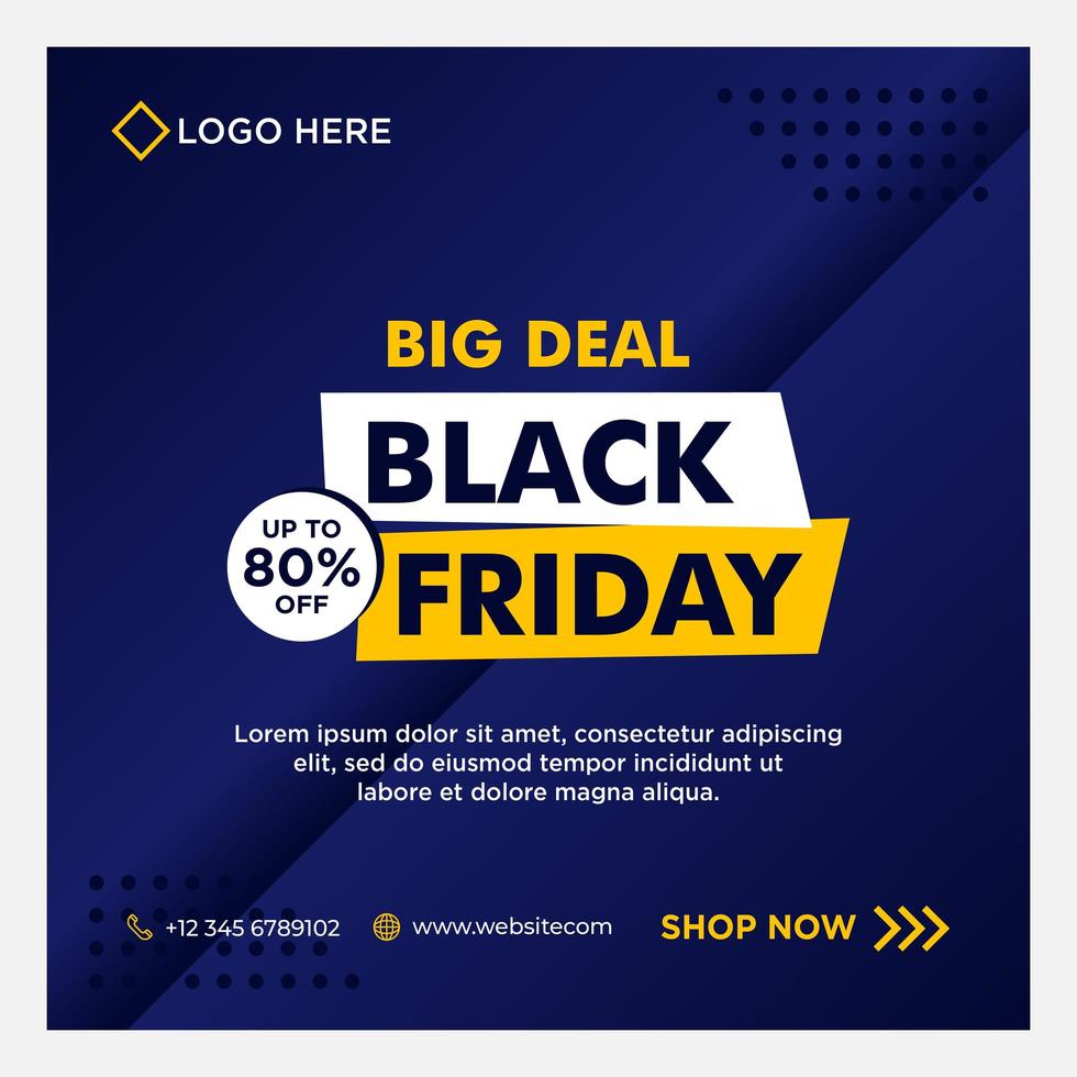 Blue Black Friday sale social media banner templates vector