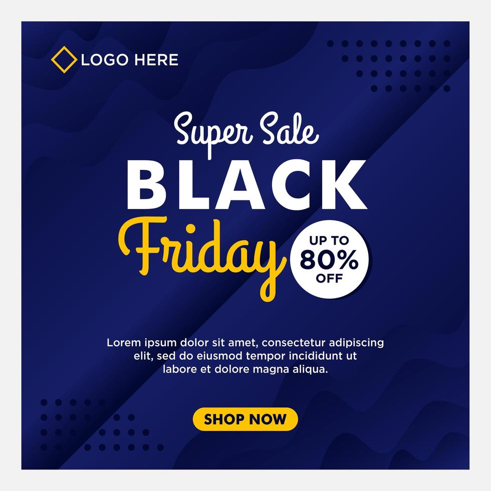 Blue Black Friday sale social media banner templates vector