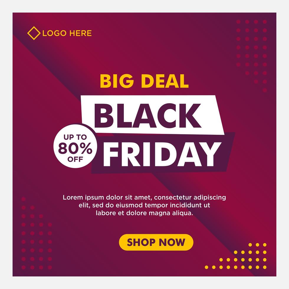 Purple gradient Black Friday sale social media banner template vector