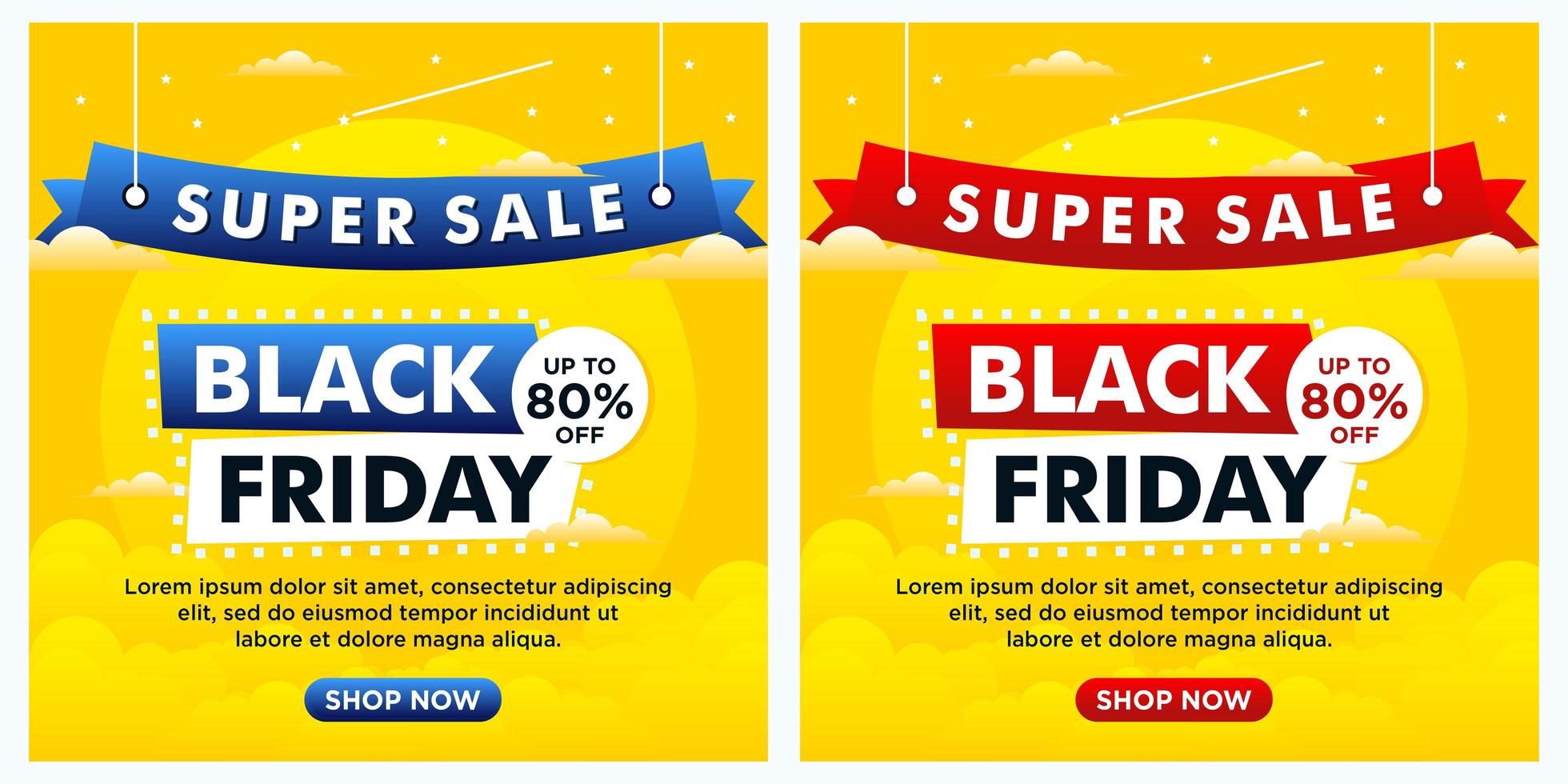 Black Friday event social media banners with sky theme vector