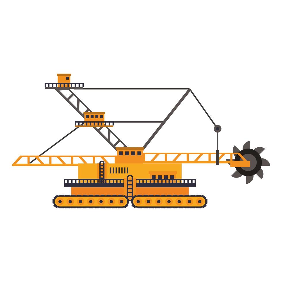 Construction vehicle and machinery flat icon vector