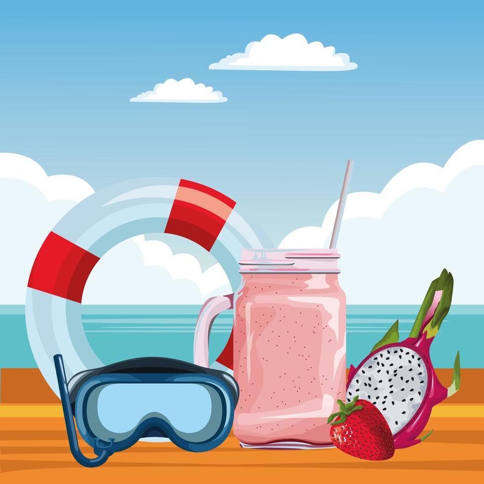 Summer, beach, and vacation composition vector