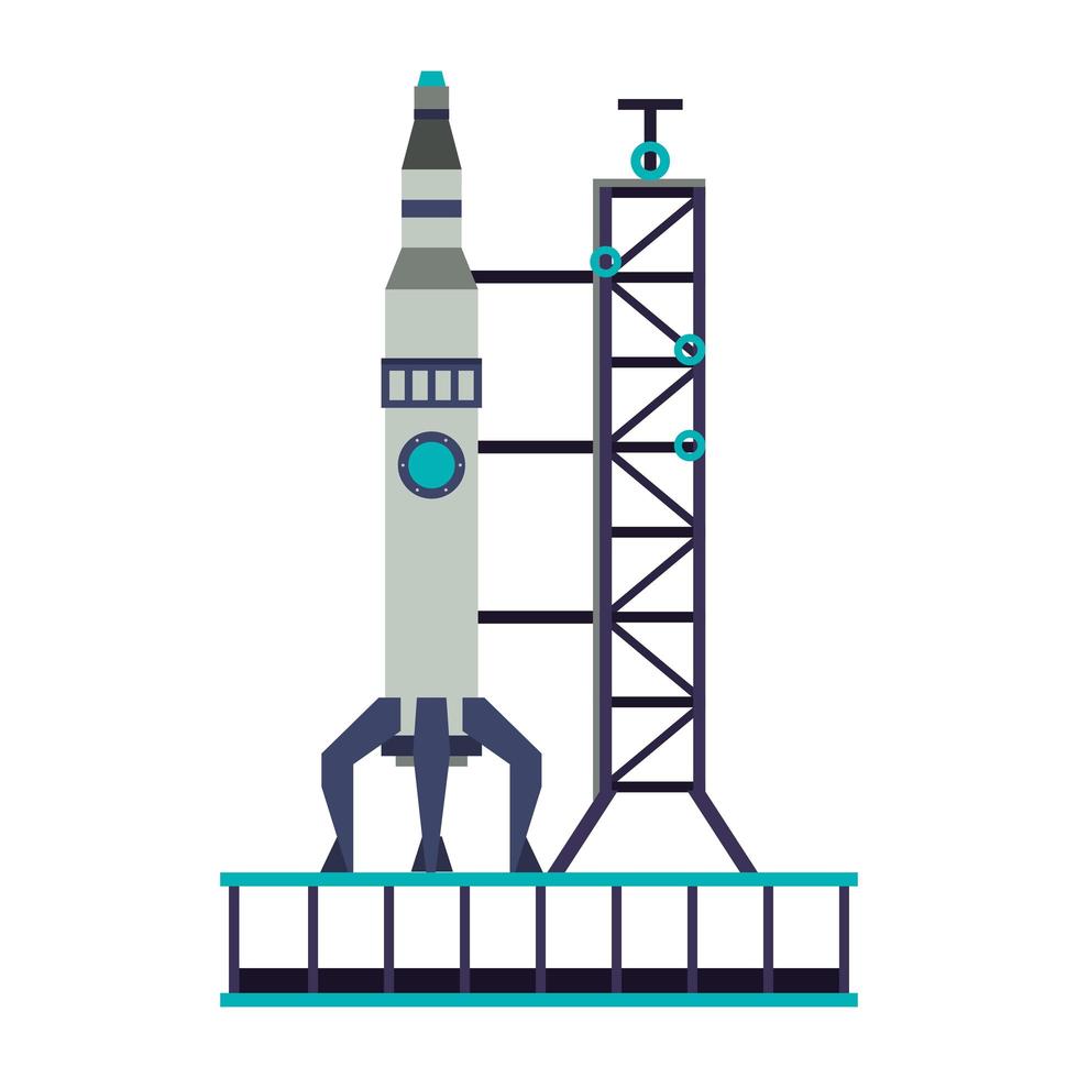 Spaceship on a take off platform vector