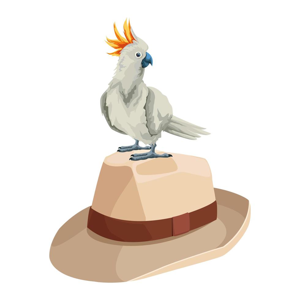 cacatúa en un sombrero panamá vector