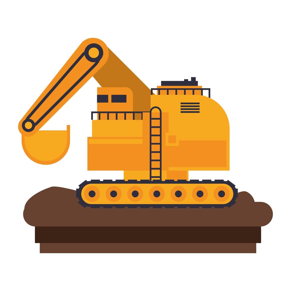 Construction vehicle and machinery flat icon vector